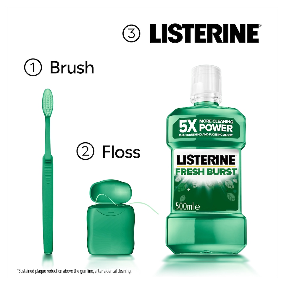 image 1 of Listerine Fresh Burst Antibacterial Mouthwash 500ml