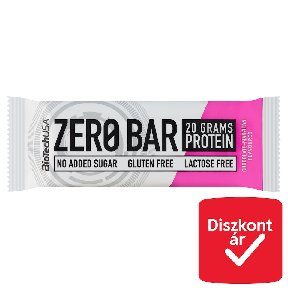 BioTechUSA Zero Bar csokoládé-marcipán ízű fehérjeszelet édesítőszerekkel 50 g  1. kép