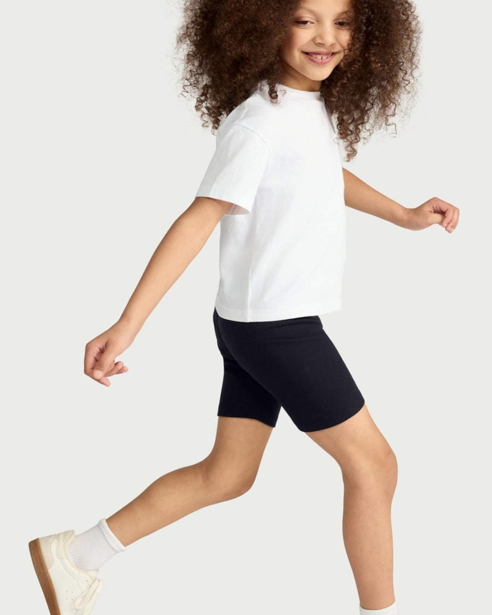 image 1 of F&F Girls 2-Pack Cotton Rich Cycling Shorts in Multi Grey