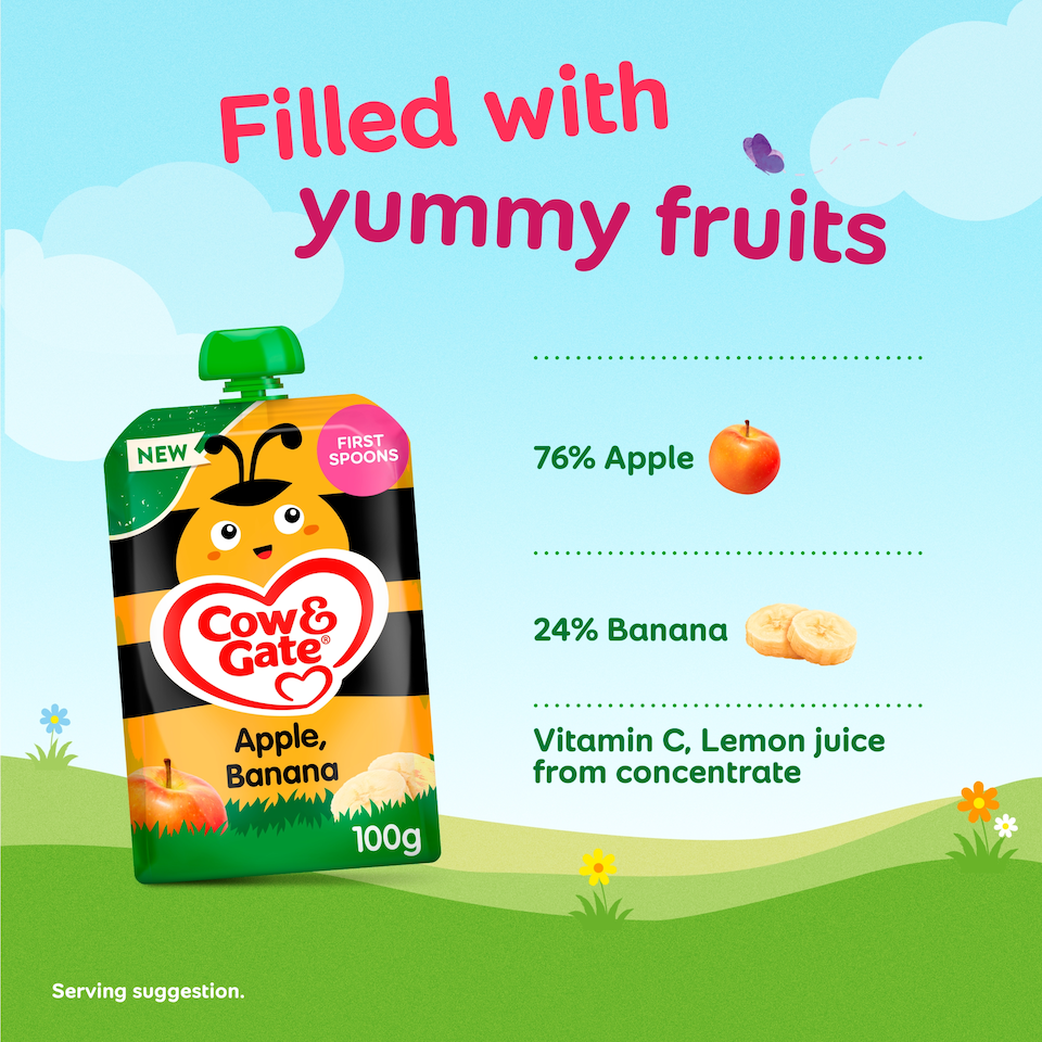 image 1 of Cow & Gate Pouches Apple Banana 100g