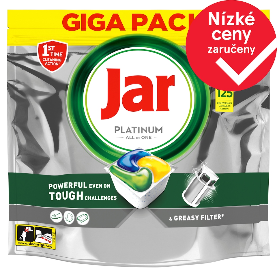 Jar Platinum Kapsle Do Automatické Myčky Nádobí Vše V Jednom Lemon, 125 Ks
