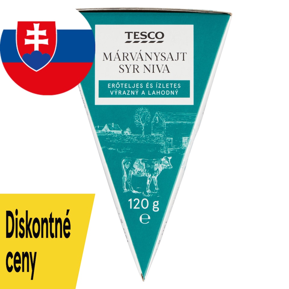 Tesco Polomäkký zrejúci plnotučný syr s modrozelenou plesňou vo vnútri 120 g