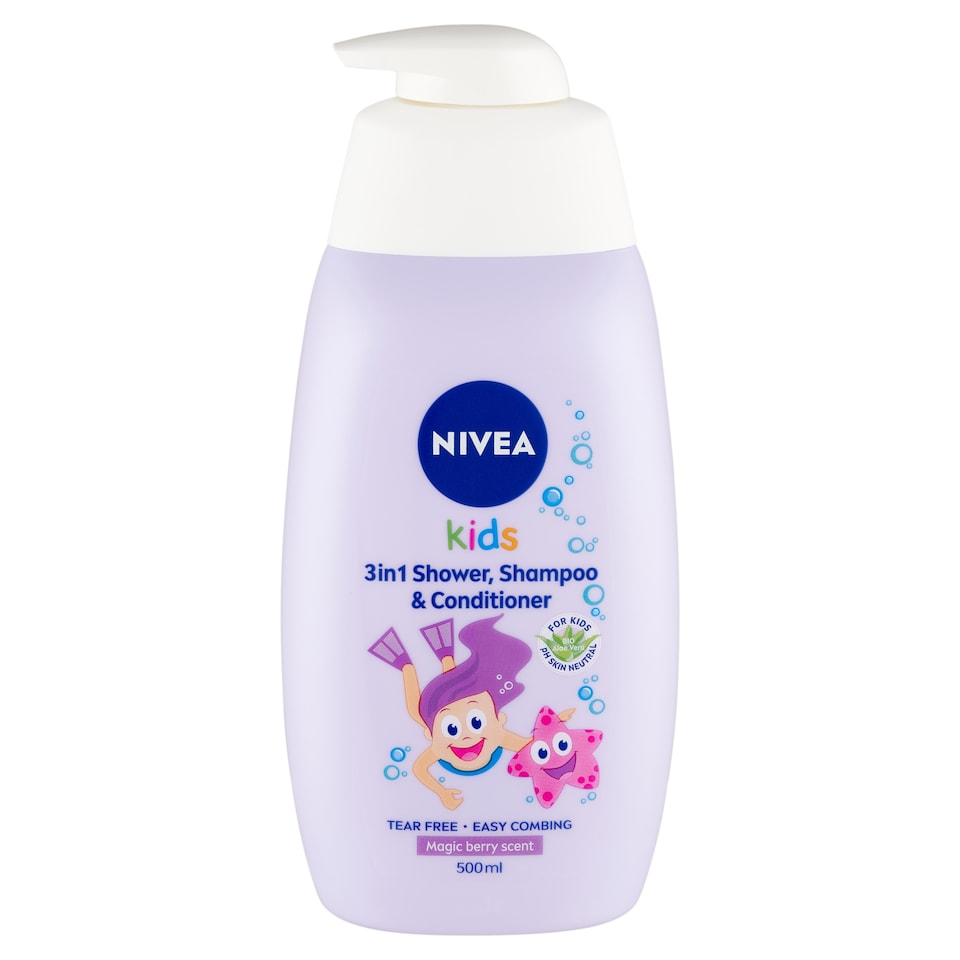 image 1 of NIVEA Kids Magic Berry 3in1 Shower, Shampoo & Conditioner with Chamomile & Bio Aloe Vera 500 ml