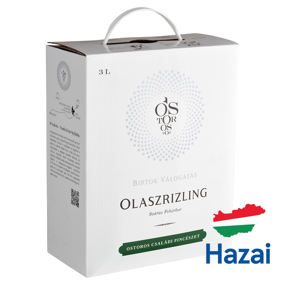 Ostorosbor Bag-In-Box Felső-Magyarországi Olaszrizling száraz fehérbor 13% 3 l