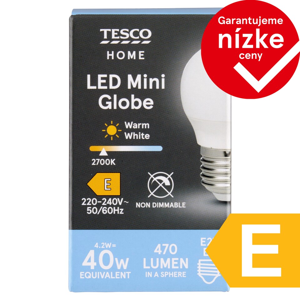 obrázok 1 z Tesco Home LED žiarovka 4,2W E27 teplé biele svetlo 1 ks