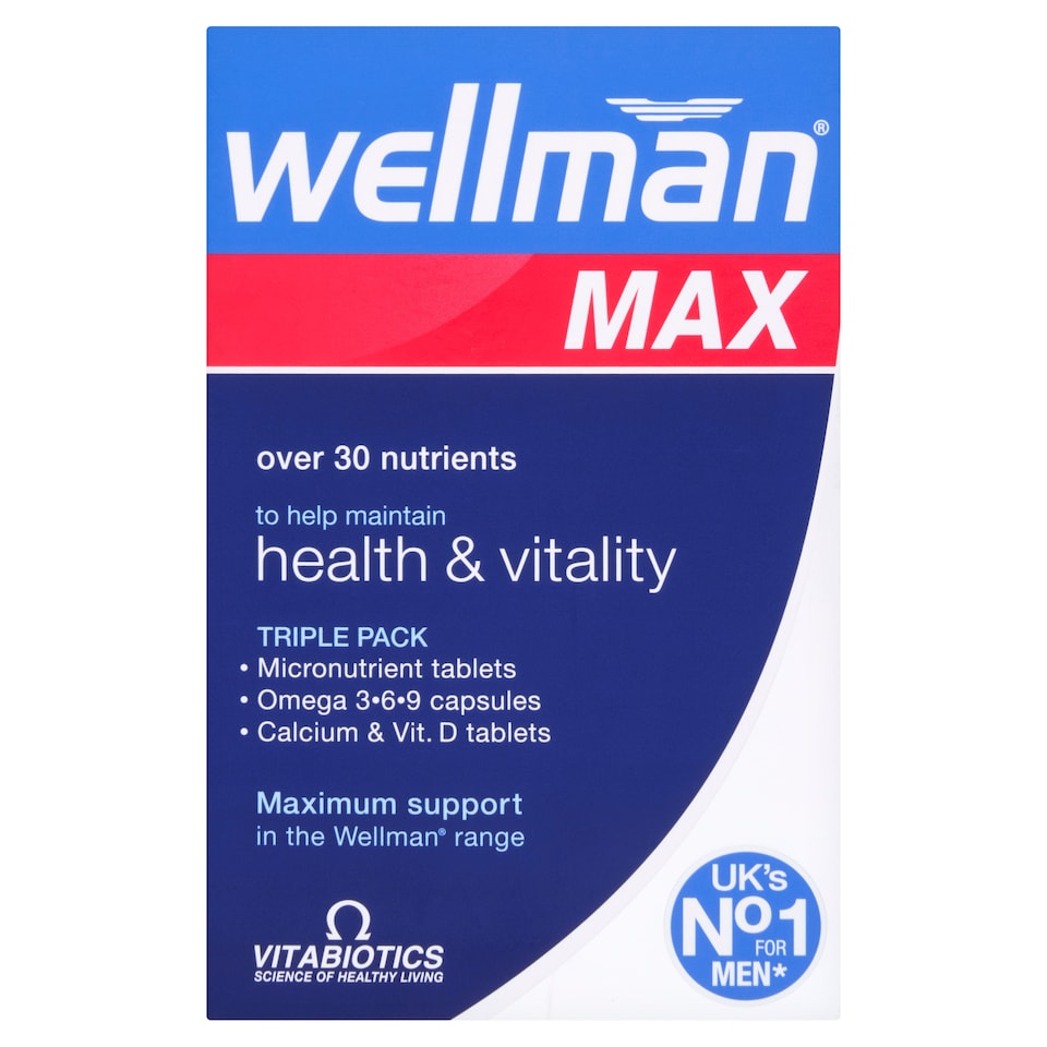 Vitabiotics Wellman Max Micronutrient, Calcium & Vitamin D Tablets Triple Pack 84s