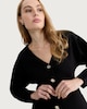 image 1 of F&F Ponte V Neck Batwing Top in Black