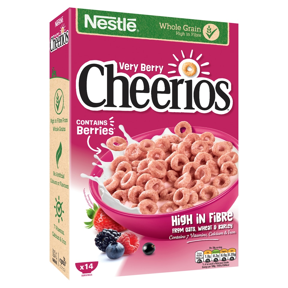 image 1 of Nestlé Cheerios Very Berry Multigrain Hoop Breakfast Cereal 435g