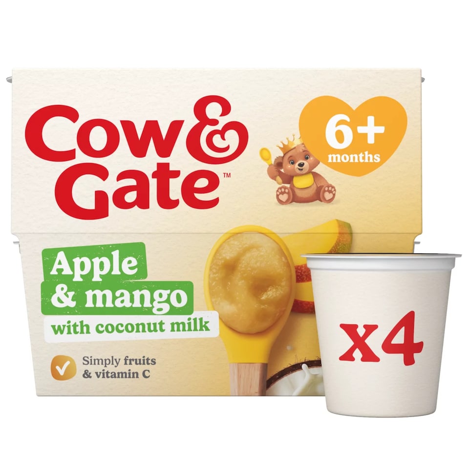 image 1 of Cow & Gate Apple Mango Coconut Milk Pots 4 x 95g