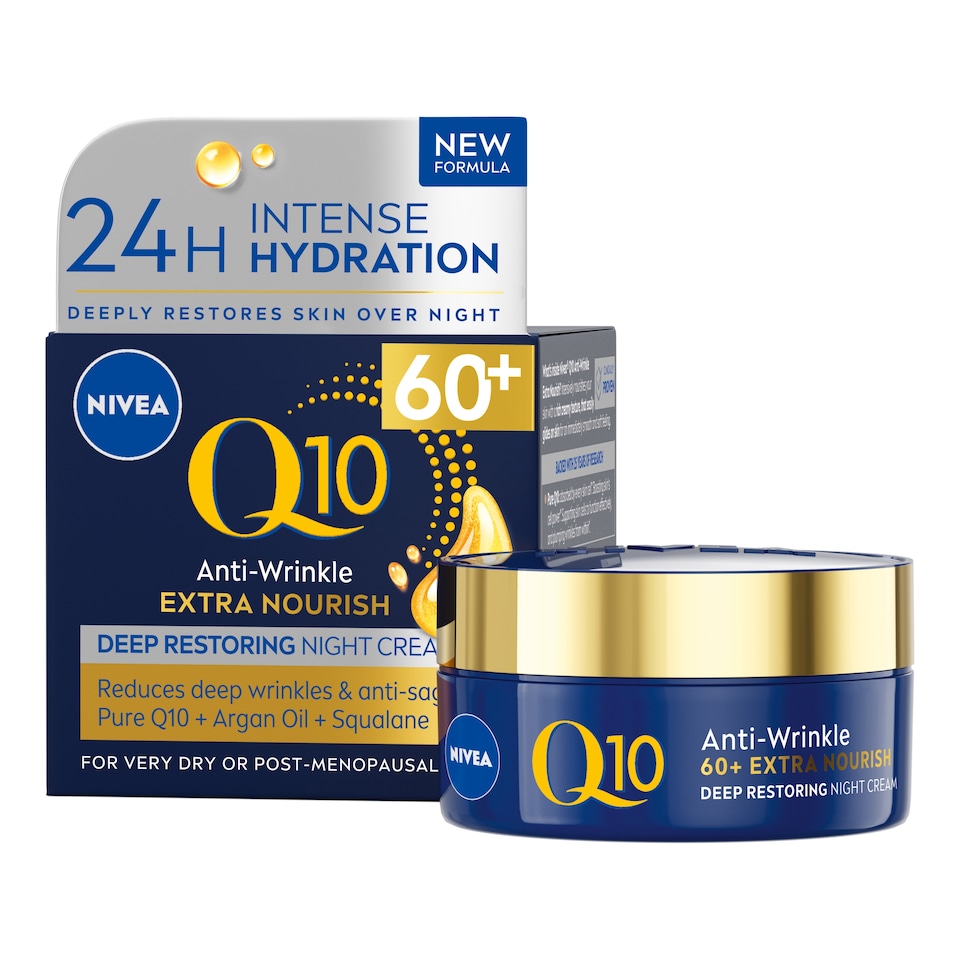 image 1 of NIVEA Q10 Anti-Wrinkle Night Cream Moisturiser 60+ Skin 50ml
