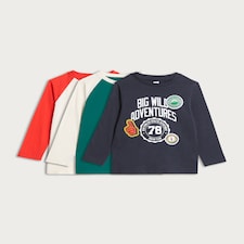 F&F Boys 3-Pack Pure Cotton Long Sleeved Tops in Multi