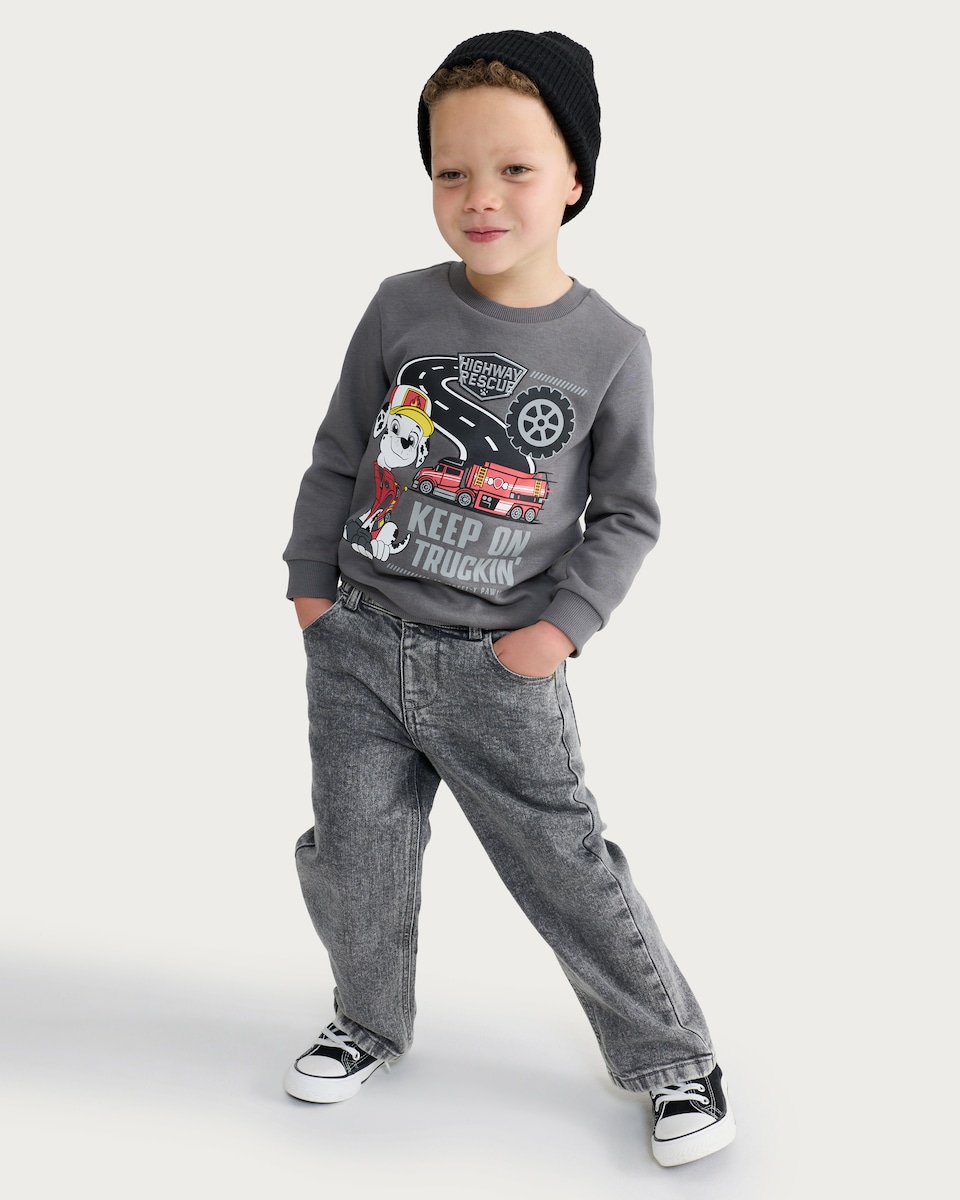 image 1 of Paw Patrol Cotton Rich Keep on Truckin' Sweatshirt in Grey