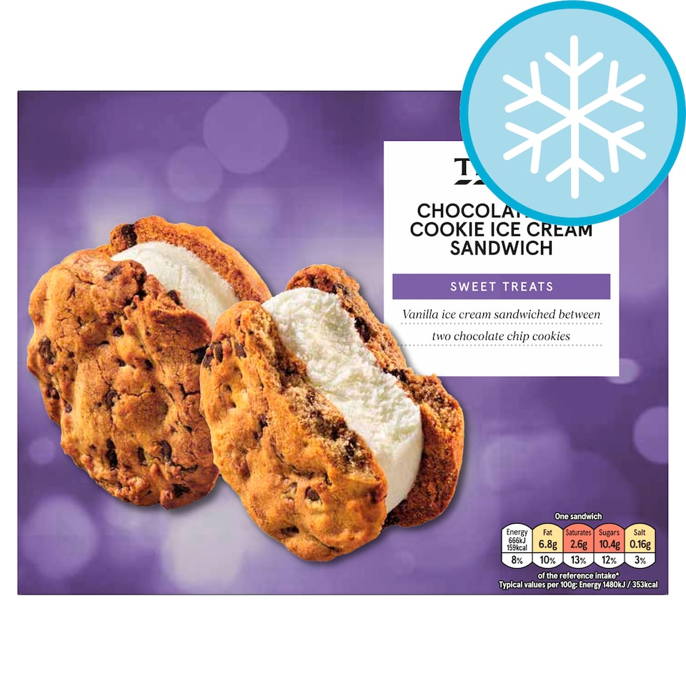 Tesco Chocolate Chip Cookie Ice Cream Sandwiches 4 x 45g