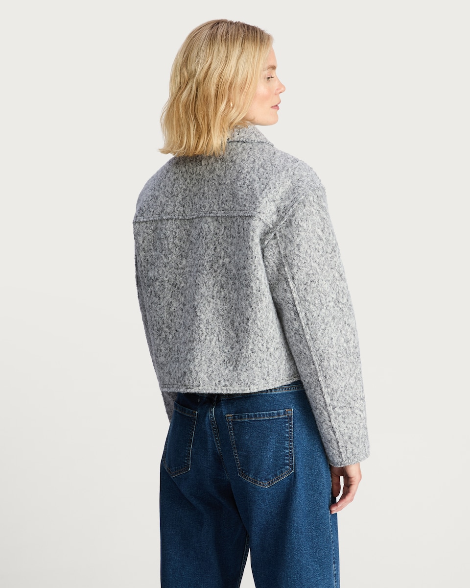 image 1 of F&F Textured Pocket Front Zip Up Jacket in Grey
