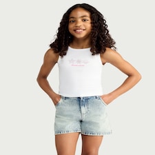 F&F Girls Cotton Rich Embellished Vest in White