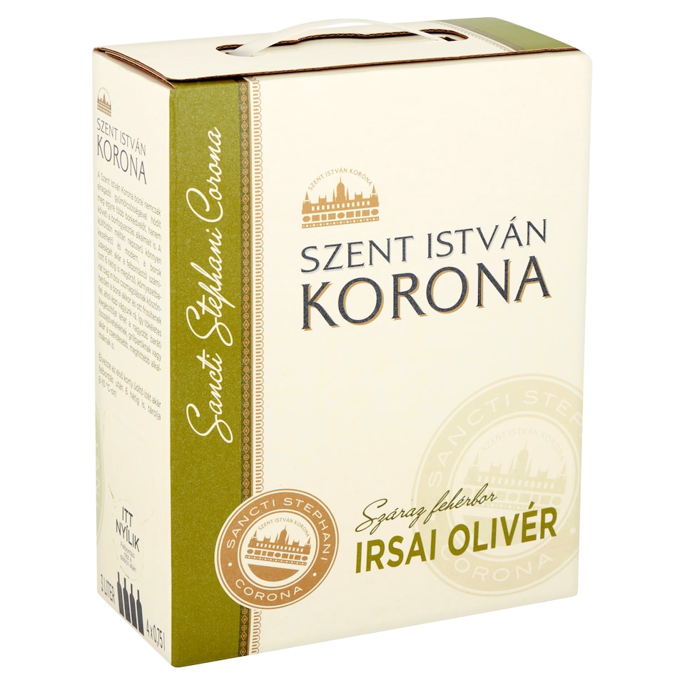 Szent István Korona Dunántúli Irsai Olivér száraz fehérbor 11% 3 l 1. kép