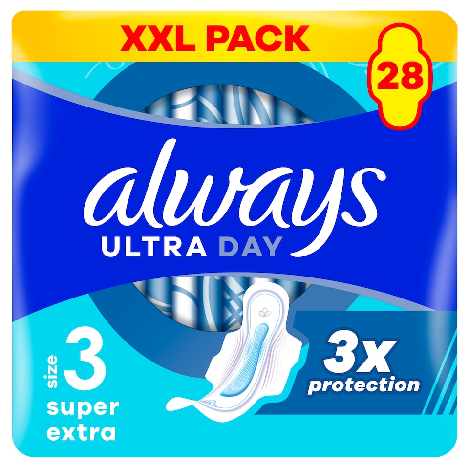 Always Ultra Super Extra Egészségügyi Betét (3-as Méret) Szárnyas Betét x 28]  1. kép