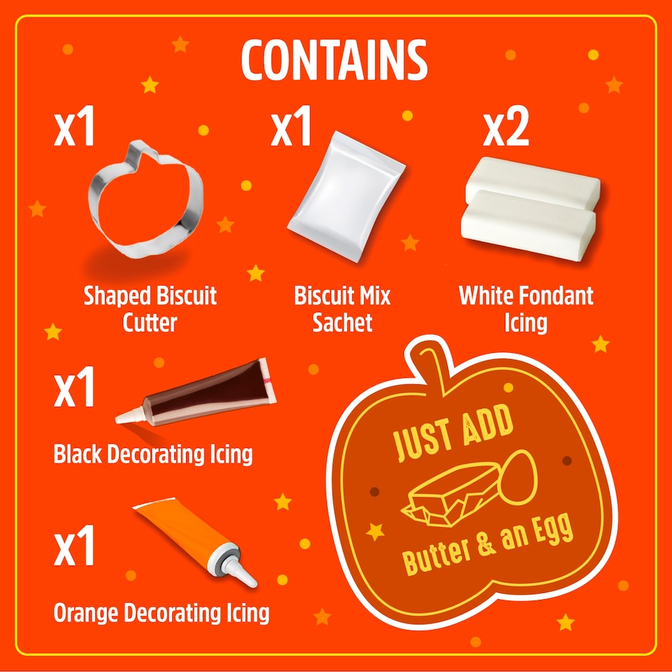 image 1 of Dr. Oetker Halloween Pumpkin & Skull Biscuit Decorating Kit 484g 