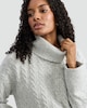 image 1 of F&F Cable Knit Roll Neck Jumper with Wool in Silver