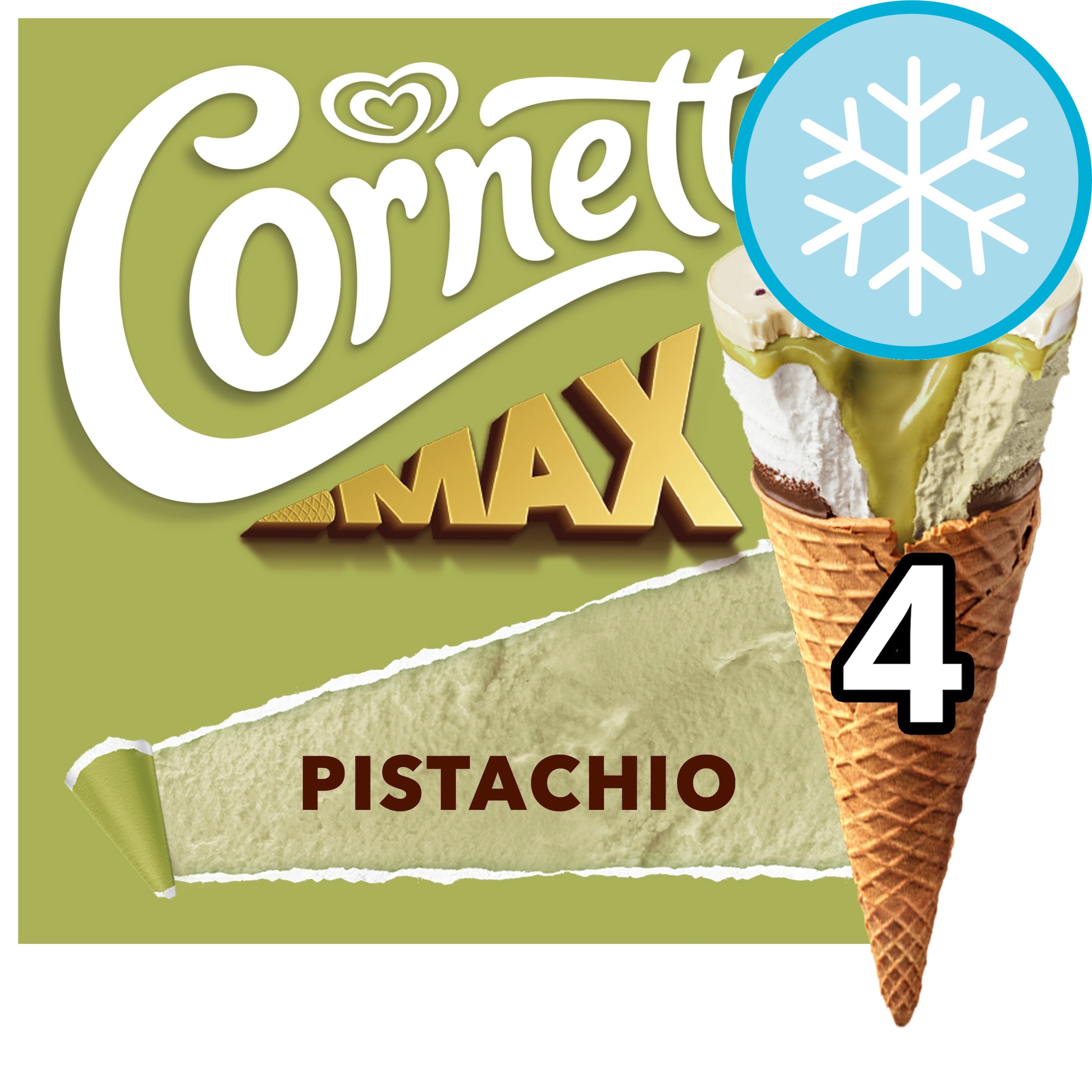 Cornetto MAX Pistachio Ice Cream Cones 4 x 90ml