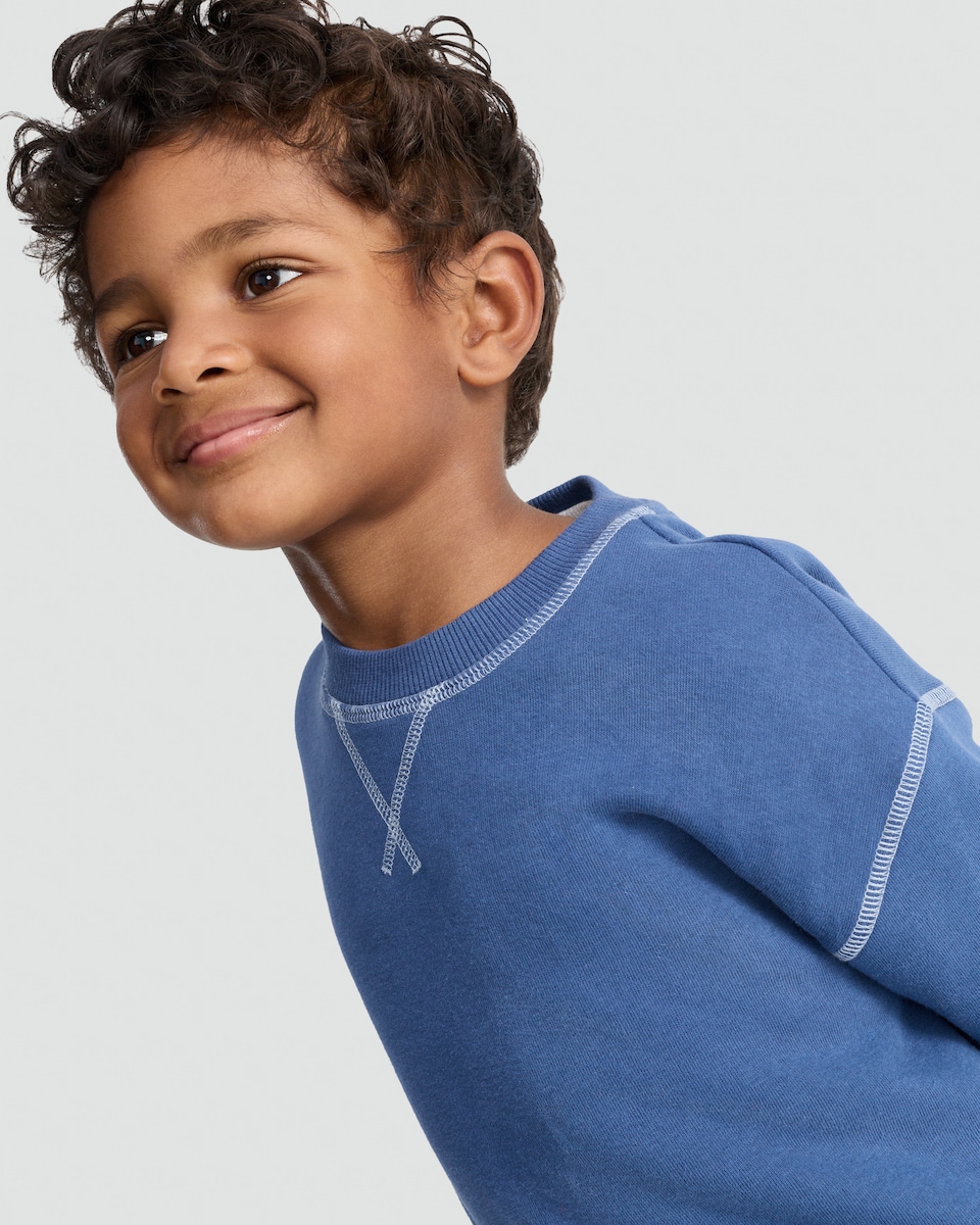 image 1 of F&F Boys 2-Piece Cotton Rich Contrast Stitch Sweatshirt and Joggers Set in Blue