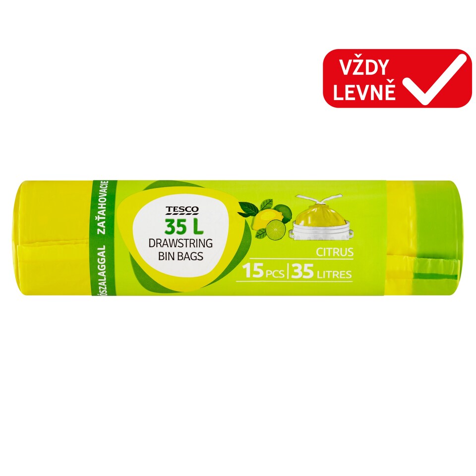 Tesco Pytle na odpad zatahovací citrus 35 l 15 ks