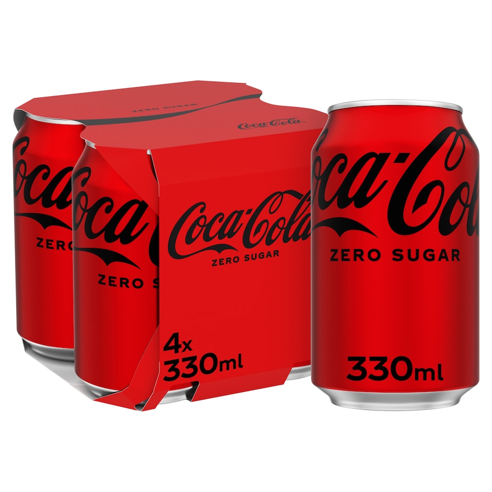 image 1 of Coca-Cola Zero Sugar Soft Drink Cans 4 x 330 mL