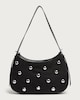 image 1 of SACHA Faux Suede Studded Shoulder Bag in Black