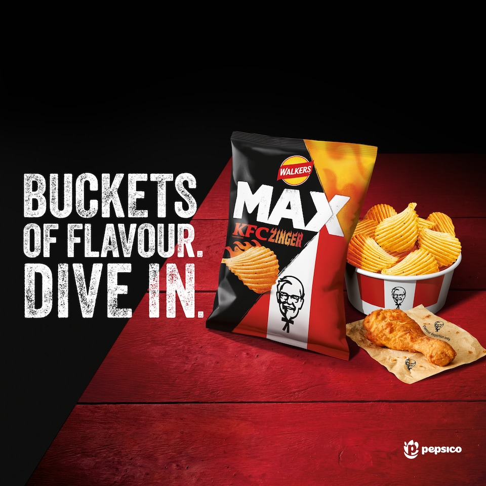 image 1 of Walkers MAX KFC Zinger Flavour Ridged Potato Crisps 140g