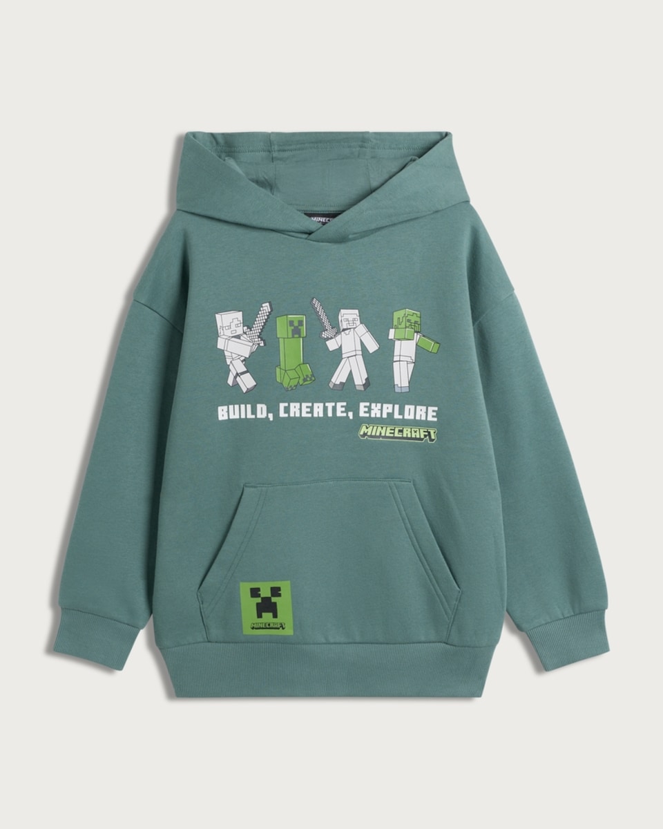 image 1 of Minecraft Cotton Rich Build Create Explore Hoodie in Green