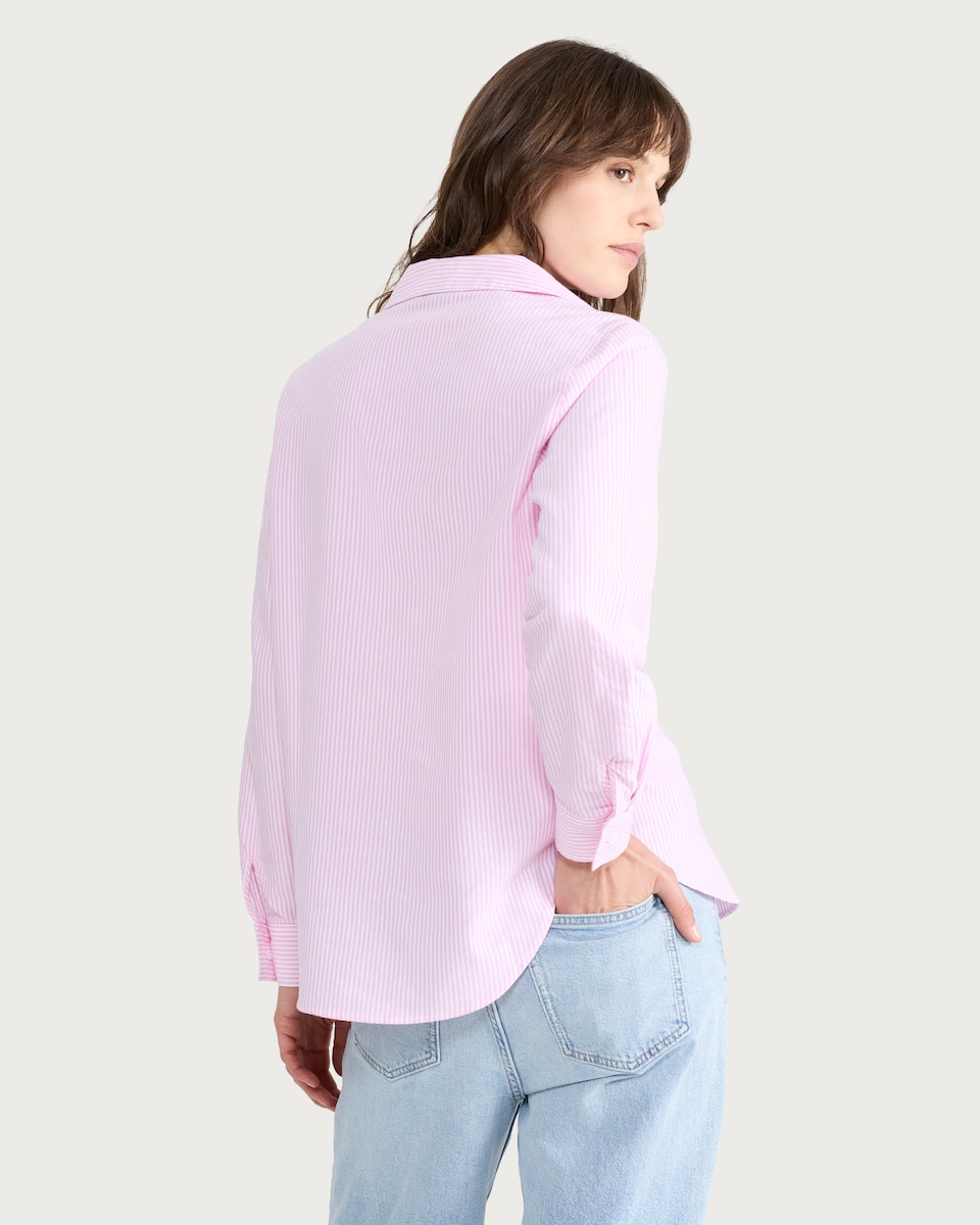 image 1 of F&F Pure Cotton Stripe Print Button Up Shirt in Pink