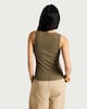 image 3 of F&F Cotton Rich Ribbed Button Front Vest in Olive