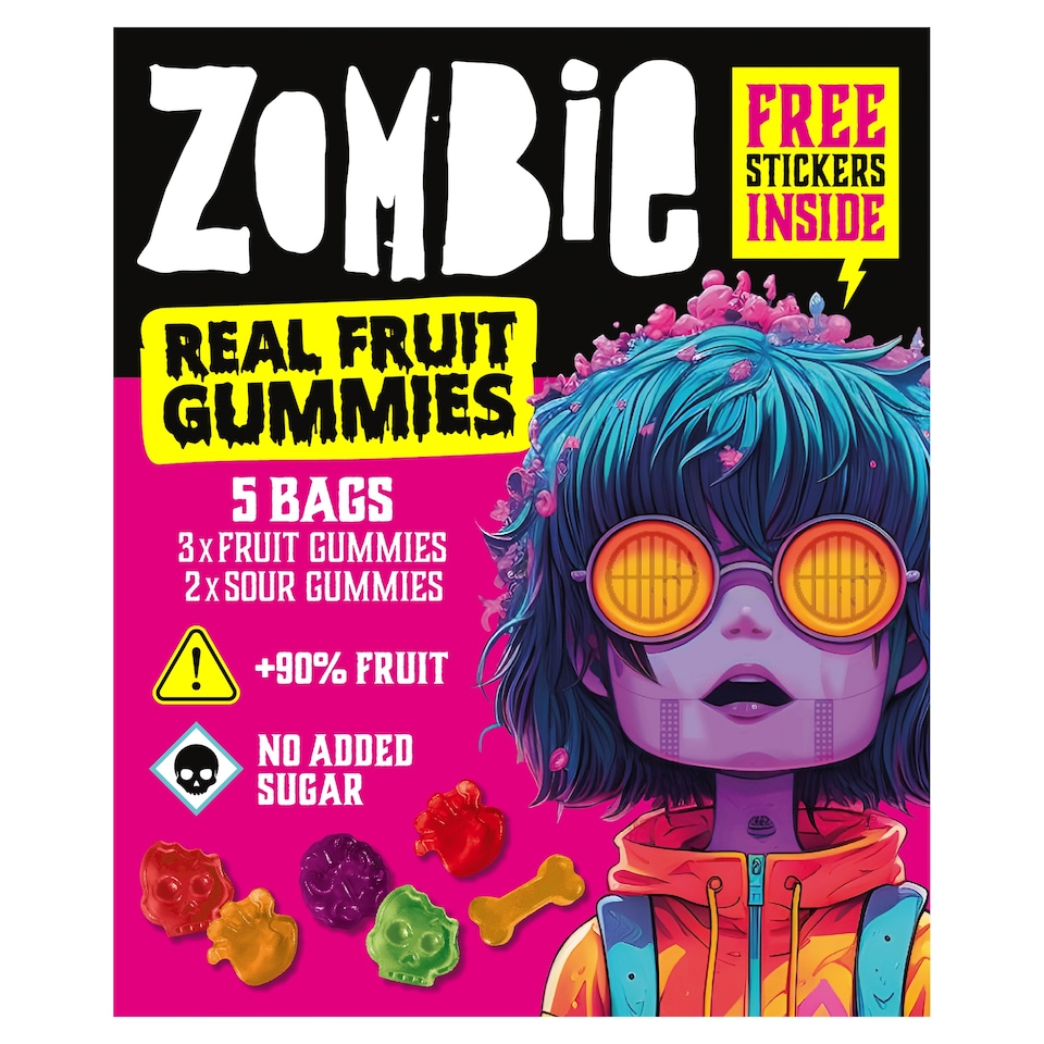 image 1 of Zombie Fruit Gummies Variety Multipack (15g x 5 Bags)