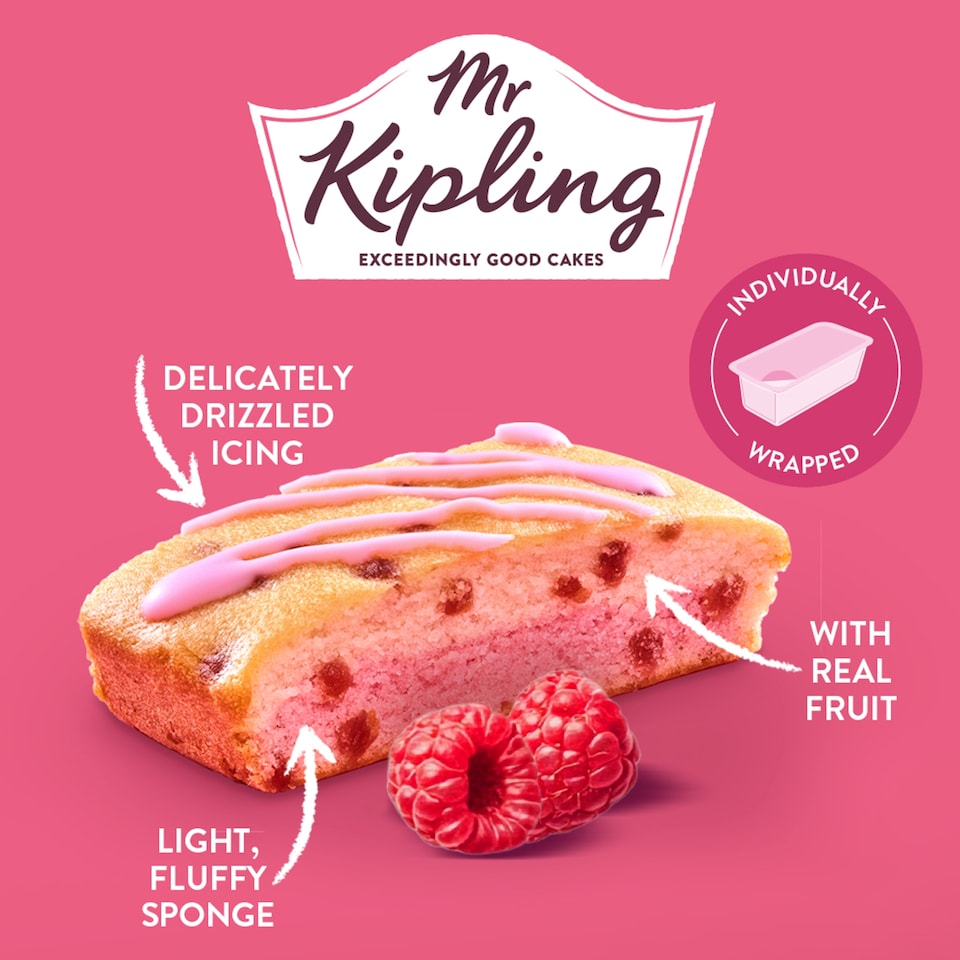 image 1 of Mr Kipling Raspberry Lunchbox Cake Slices 4 pack