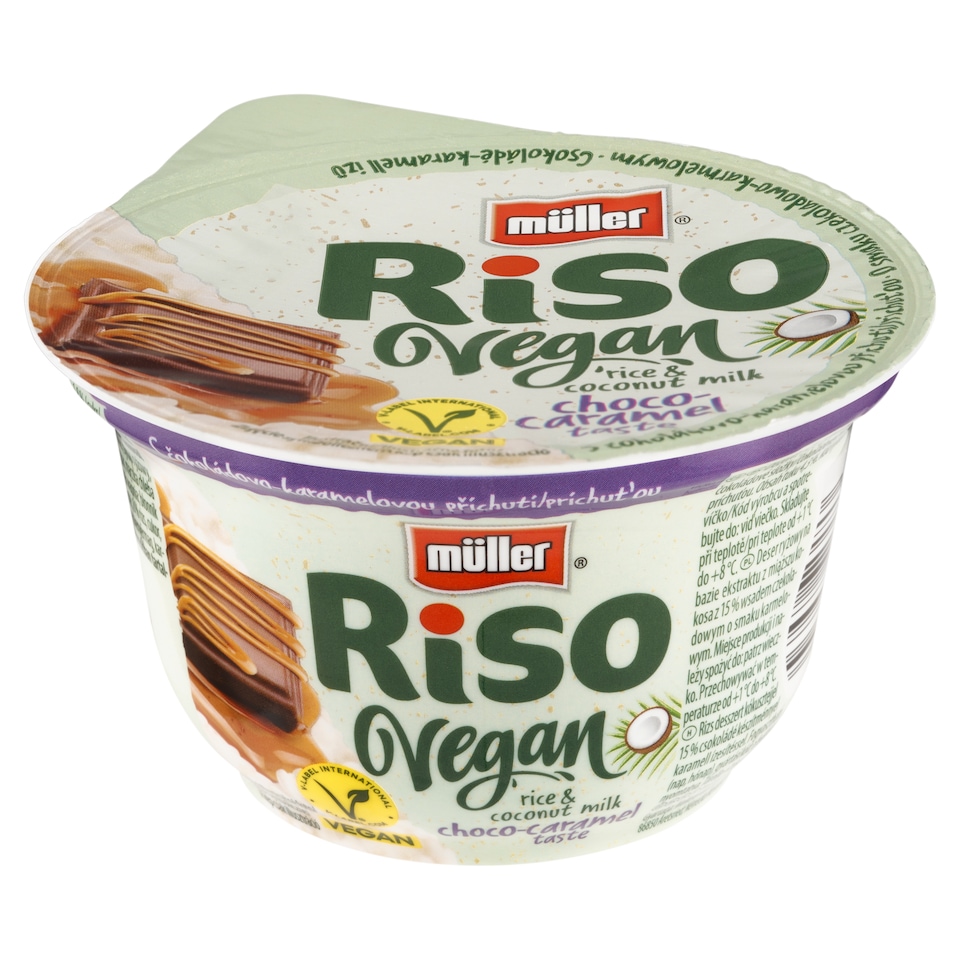 Müller Riso Vegan dezert z rýže a kokosového mléka s čokoládovo-karamelovou příchutí 160g