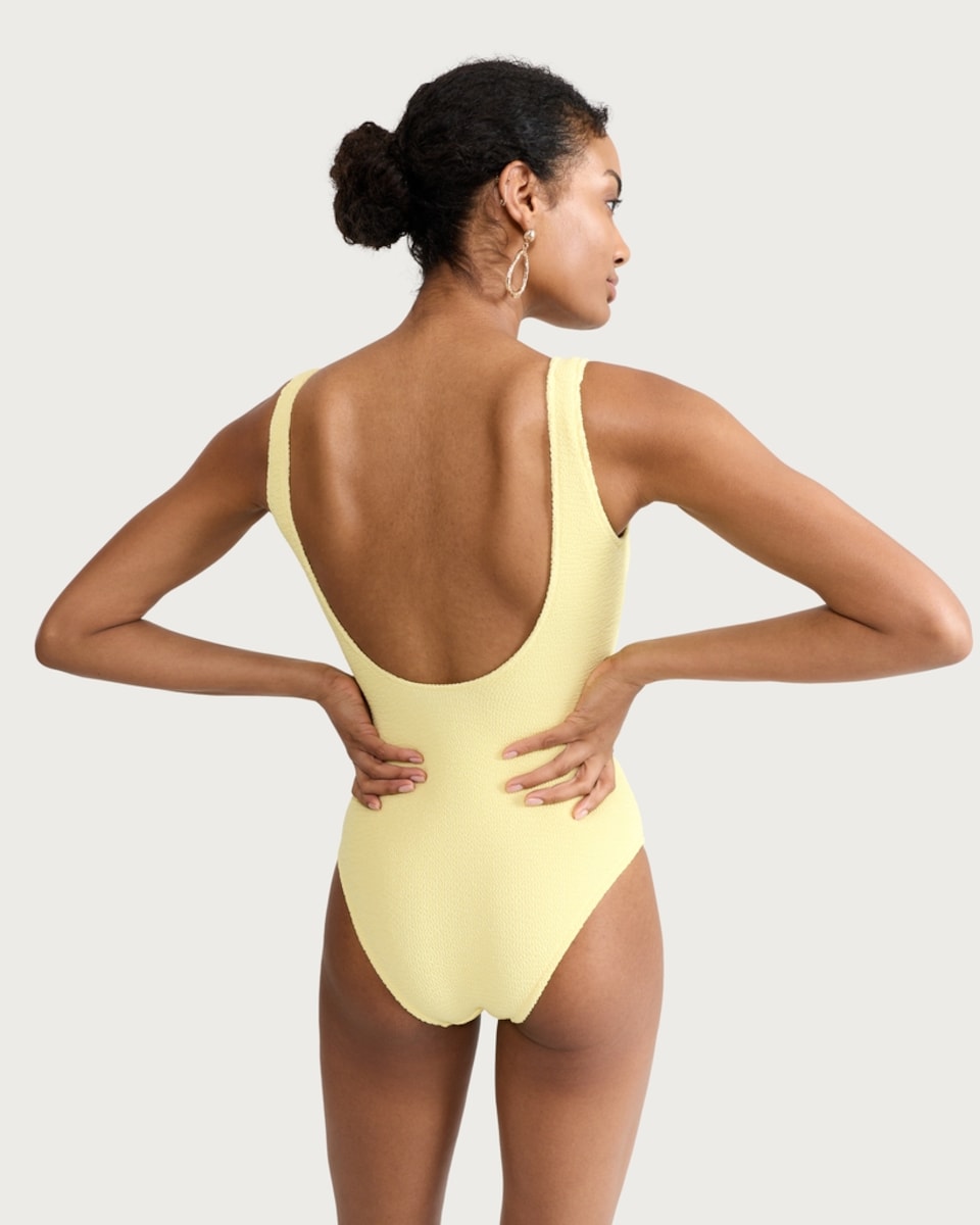 image 1 of F&F Textured Starfish Accent Swimsuit in Yellow