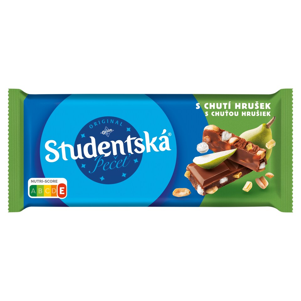 ORION Studentská pečeť Mléčná čokoláda s arašídy, želé a kousky s chutí hrušek 170g