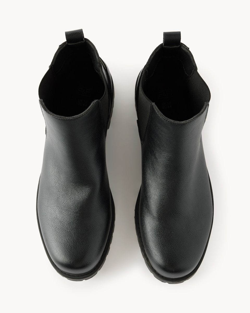 image 1 of F&F Leather Chelsea Boots in Black