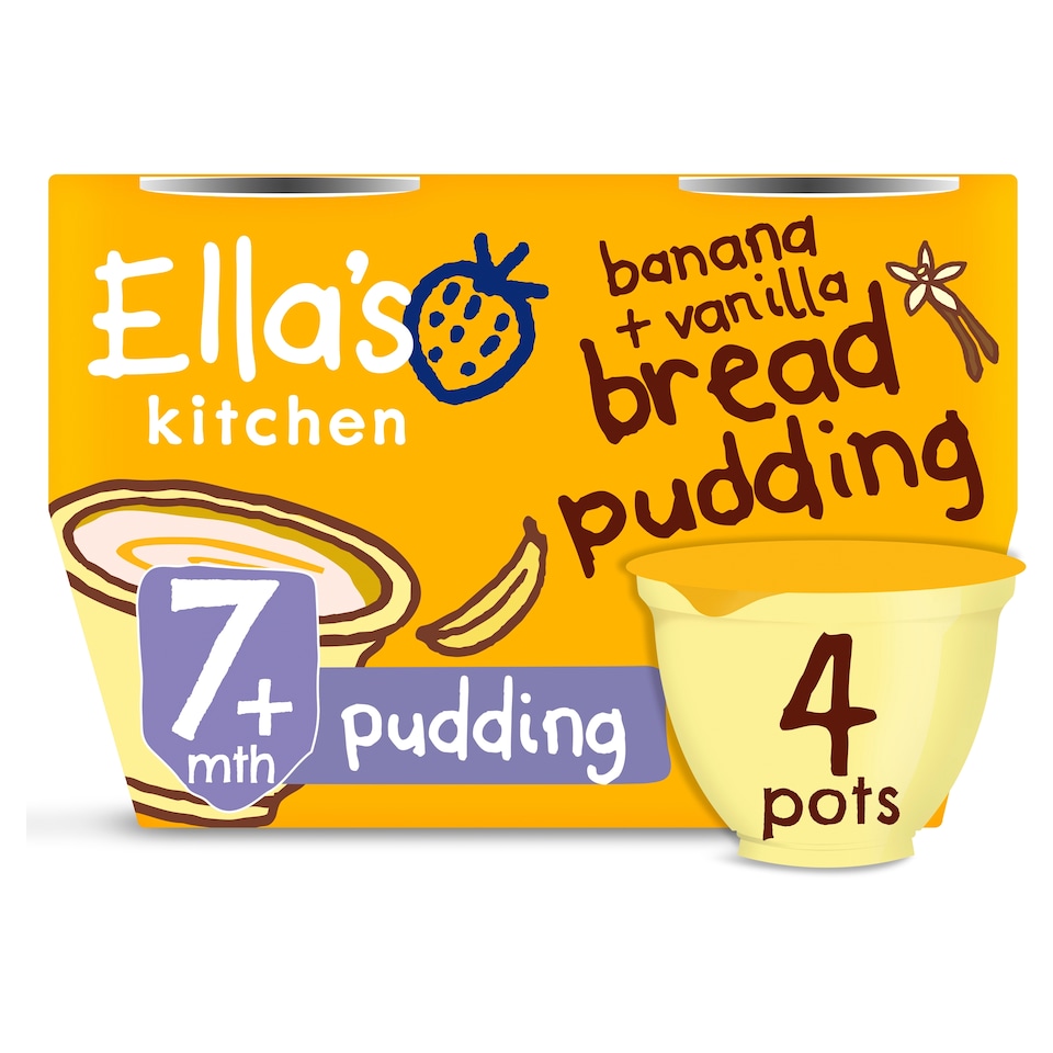 image 1 of Ella's Kitchen Banana & Vanilla Bread Pudding 4X80g
