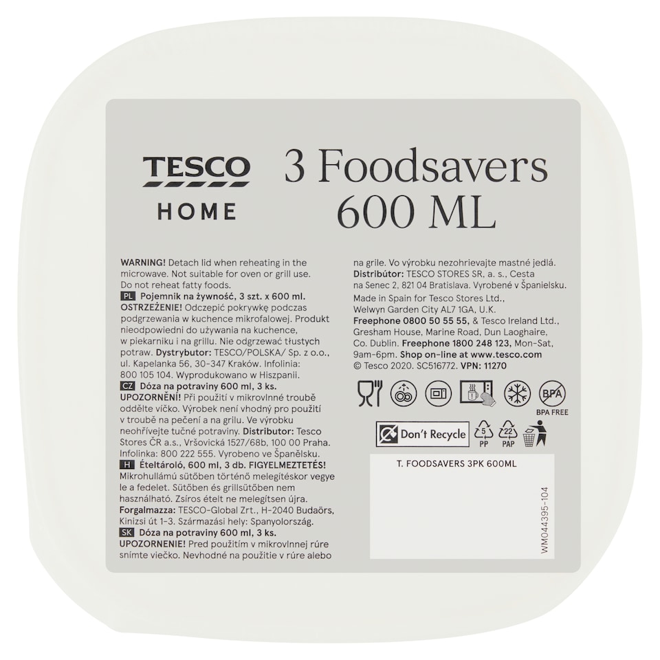 Tesco Home Foodsavers 600 ml 3 pcs