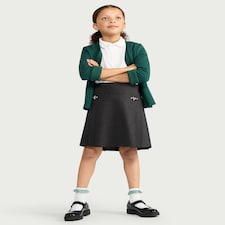 F&F Girls School Buckle Pleated Skirt in Grey