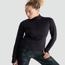 F&F Active Half Zip High Neck Top in Black