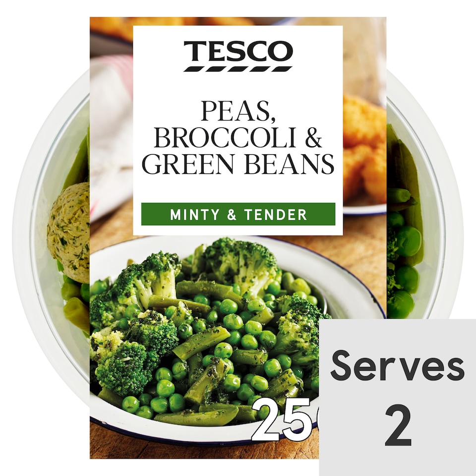 Tesco Peas Broccoli & Green Beans 250G