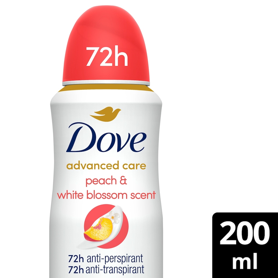 image 1 of Dove Women Peach & White Blossom 72h Advanced Care Antiperspirant Deodorant 200ml