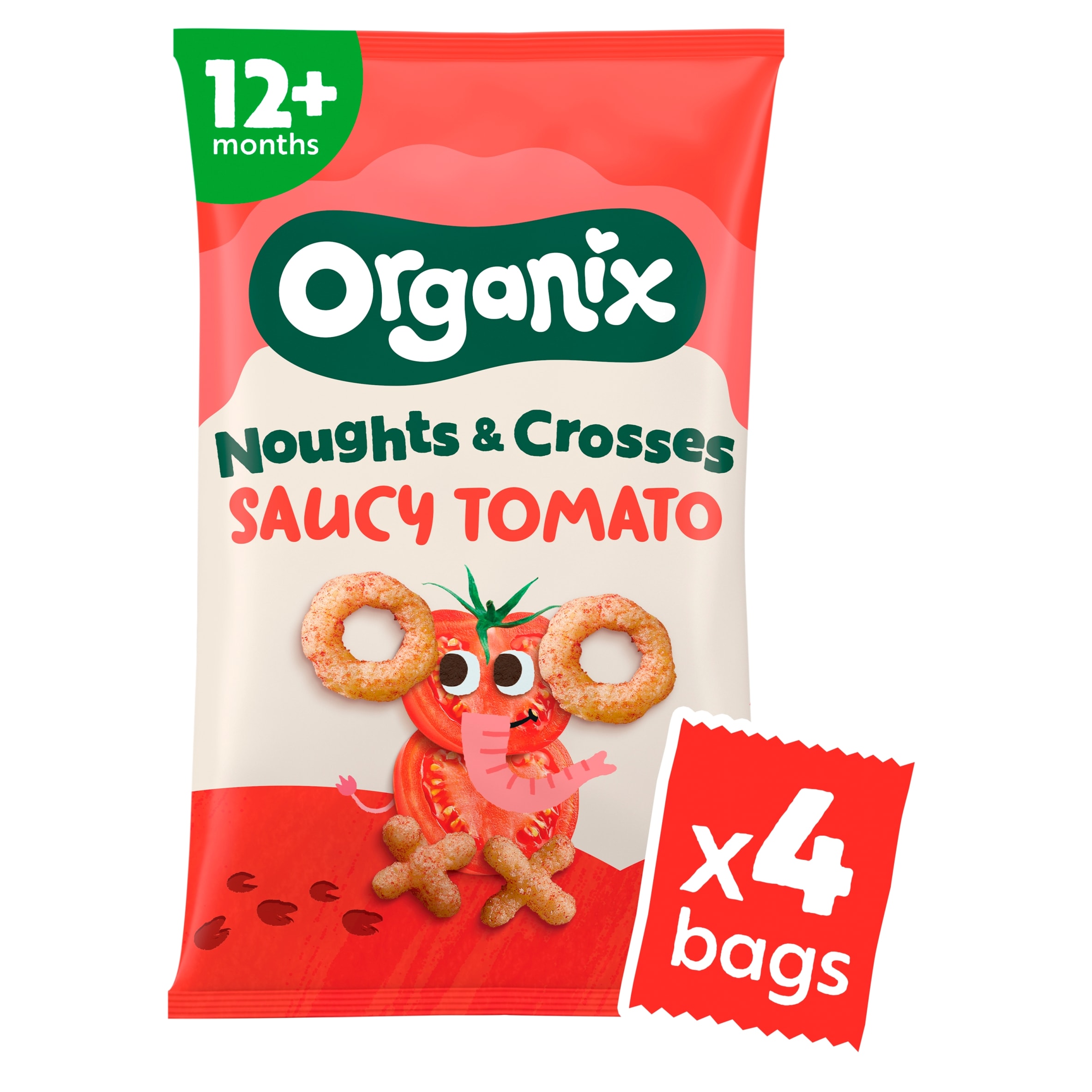 Organix Saucy Tomato Noughts & Crosses Organic Toddler Puffs Snack Multipack 4x15g 12 months+