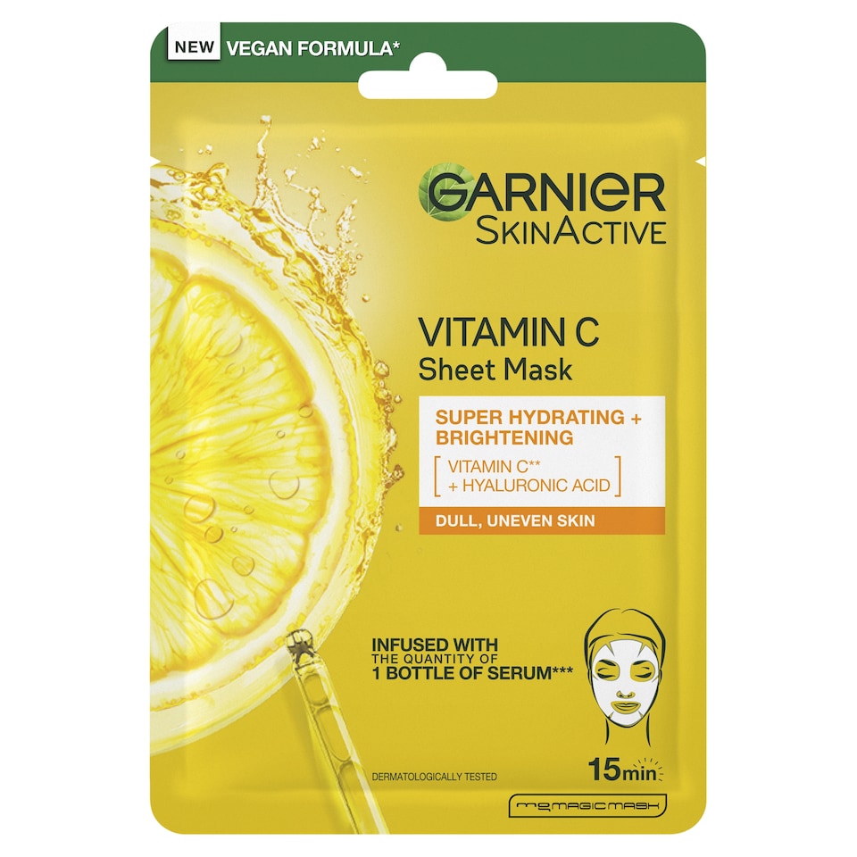 image 1 of Garnier SkinActive Vitamin C Sheet Mask 28g