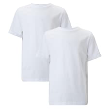 F&F School Unisex 2-Pack Pure Cotton Crew Neck T-Shirts in White