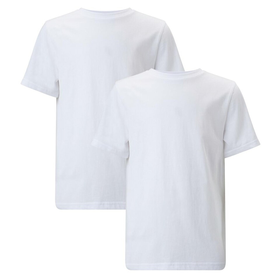 F&F School Unisex 2-Pack Pure Cotton Crew Neck T-Shirts in White