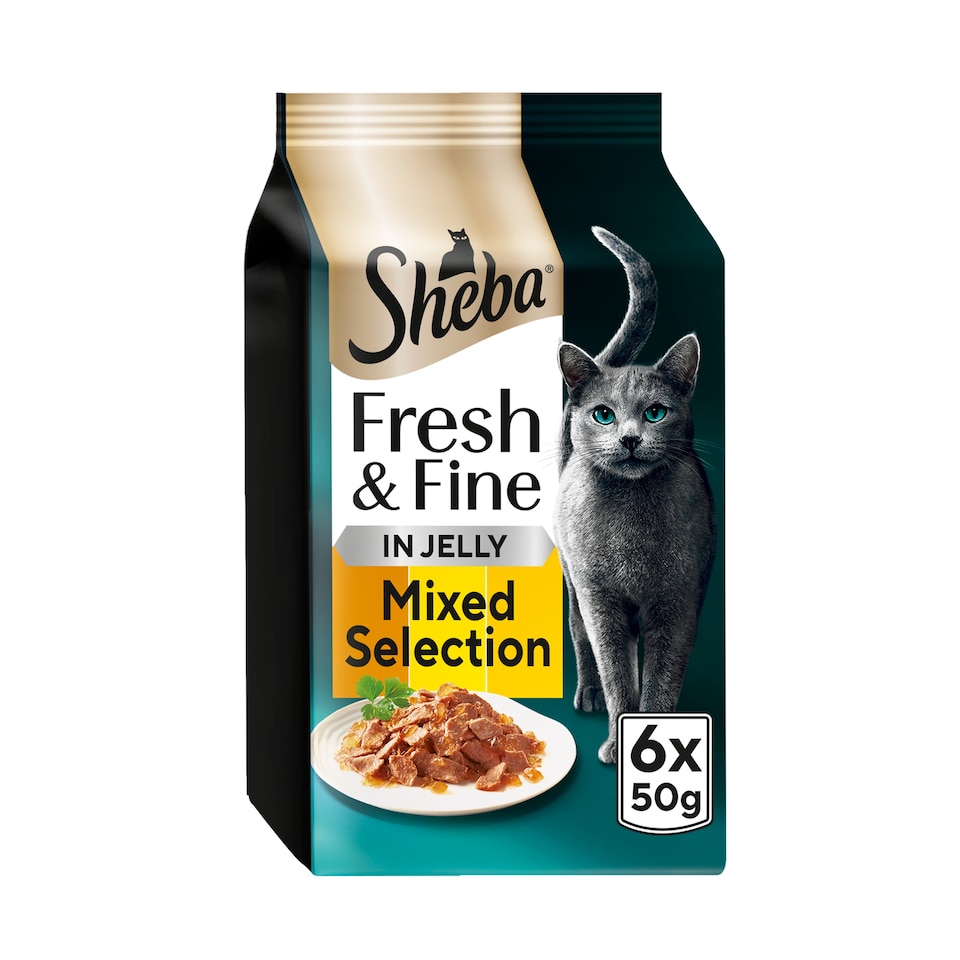 image 1 of SHEBA Fresh & Fine Wet Cat Food Pouches with Chicken & Turkey & Poultry in Jelly 6x50g