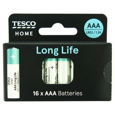 Tesco Long Life Aaa 16 Pack
